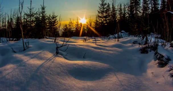 Kış aylarında günbatımı. — Stok video