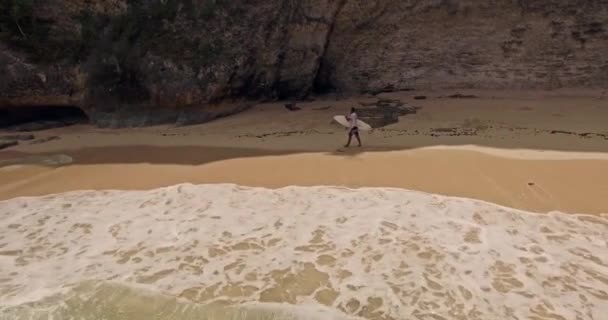 Aerial of the beach in Uluwatu — Stock Video