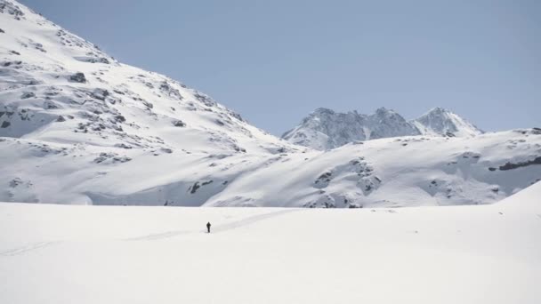 Invierno Ski Touring Mountain Walk Clip De Vídeo