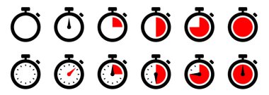 Zamanlayıcı simgesi ayarlandı. Geri sayım zamanlayıcısı sembolü. Zamanlayıcı. Kronometre koleksiyonu - stok vektörü.