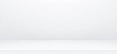 Üç boyutlu beyaz stüdyo odası. Boş gri stüdyo karışımı. Stüdyo ışığı arka planı. Üç boyutlu oda ışık kutusu - stok vektörü.