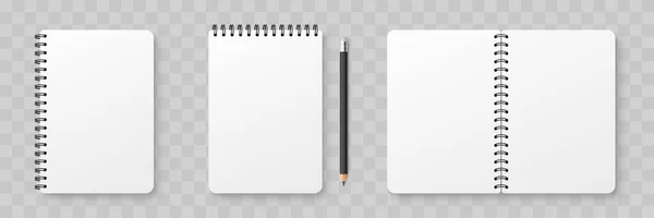 Quaderno Bianco Realistico Blocco Note Modellato Con Ombra Isolata Sfondo — Vettoriale Stock