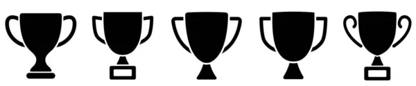 Набір Піктограм Кубку Трофею Переможець Трофеїв Трофейна Чашка Ізольована Білому — стоковий вектор