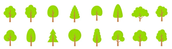 緑の木がセット フラットスタイル 平らな森の木のアイコン 株式ベクトル — ストックベクタ