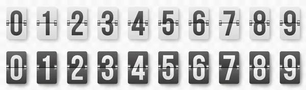 现实的倒计时计时器计时器 倒计时数翻转计数器 复古式翻转钟或记分板机械式数字 股票矢量 — 图库矢量图片