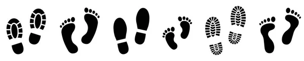 Setzen Sie Unterschiedliche Menschliche Fußabdrücke Baby Fußabdruck Aktienvektor — Stockvektor