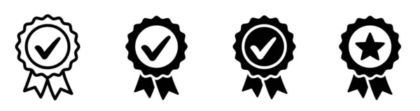 Ícone Medalha Aprovado Certificado Emblema Certificado Coleta Símbolos Verificação Homologação —  Vetores de Stock