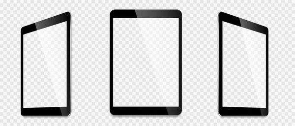 Ρεαλιστικός Υπολογιστής Tablet Mockup Set Tablet Ρεαλιστική Μακιγιαρισμένη Μπροστινή Όψη — Διανυσματικό Αρχείο