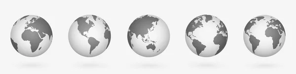 Jordklotets Uppsättning Realistisk Världskarta Globform Världskartor Realistiska Med Skugga Transparent — Stock vektor