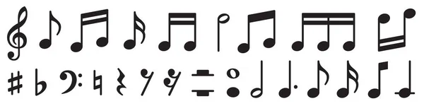 Music Notes Set Music Simbol Musicnotes Icons Black Treble Clef — Stock Vector