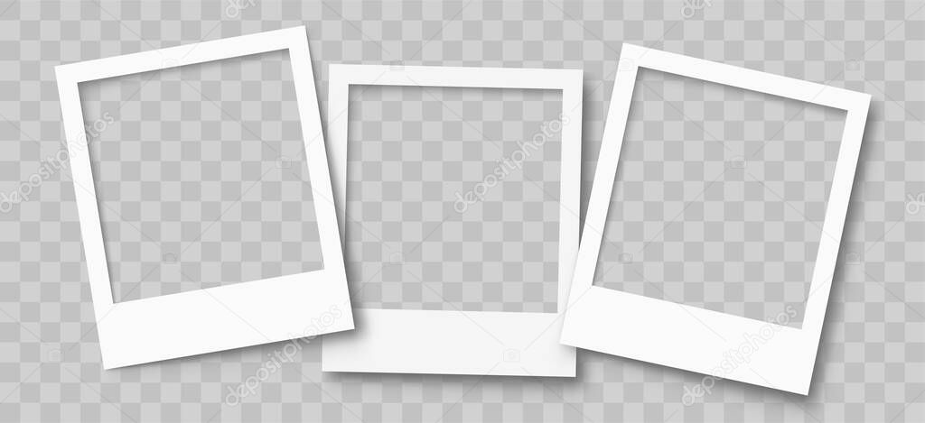 Realistic empty photo frame mackup set. Old photo frame collection. Blank retro photo frames with shadows - stock vector