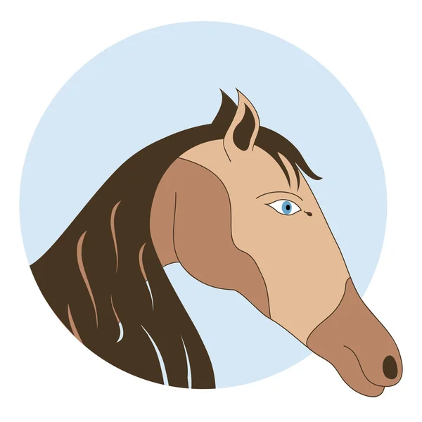 Cavalo baía em círculo azul - emblema vetor — Vetor de Stock