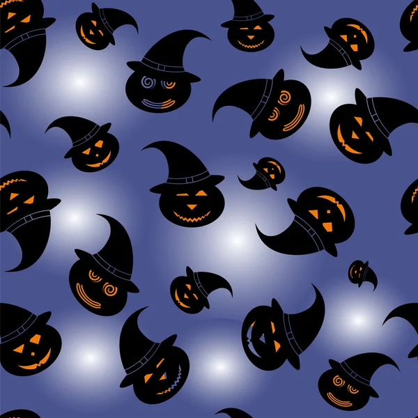 Halloween pattern for background - pumpkins in witch hat - vector illustration — Stock Vector