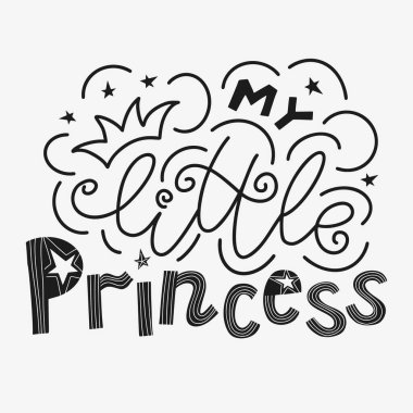 Küçük prensesimin taçlı ve dekoratif yıldızlı sözü.