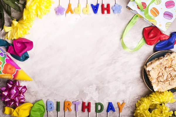 Birthday background, top view. Toned image — Stock Photo, Image