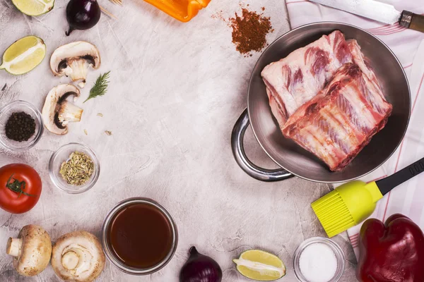 Ingredientes churrasco sobre fundo de pedra — Fotografia de Stock