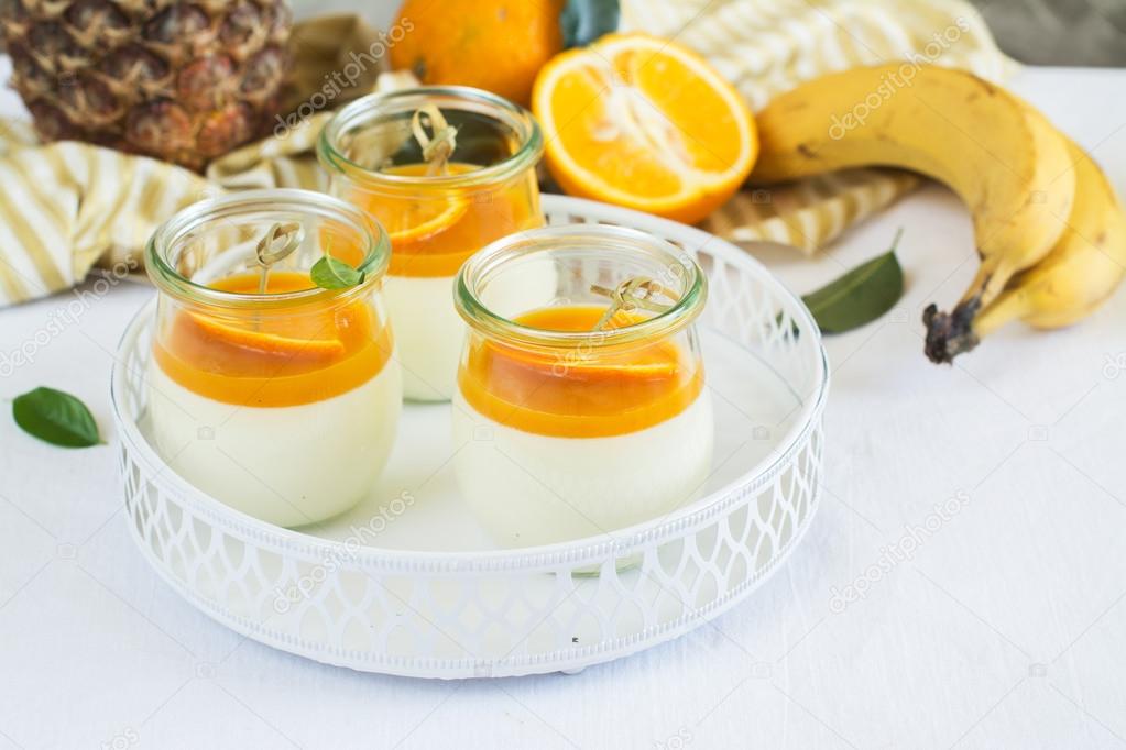 Vanilla panna cotta with fruits sauce Stock Photo by ©happy_lark 108718152