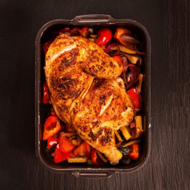 Fırında sebzeli ızgara tavuk