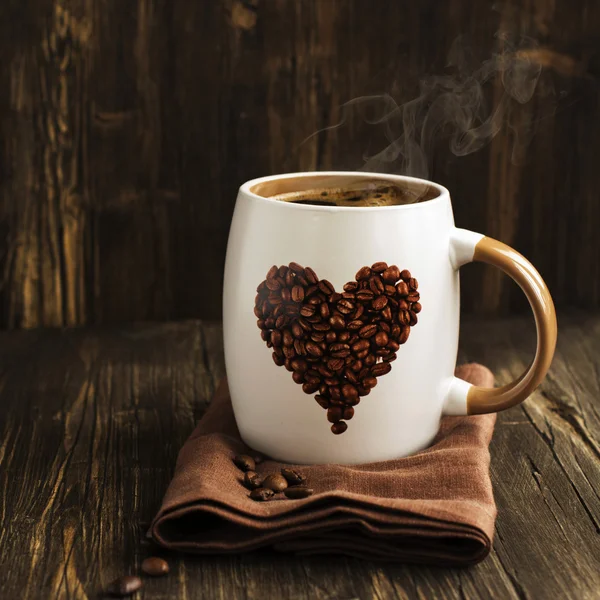 Taza de café y frijoles — Foto de Stock