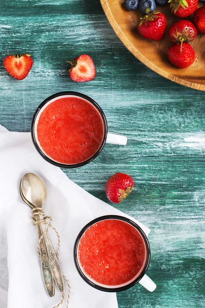 Sopa fria de morango — Fotografia de Stock