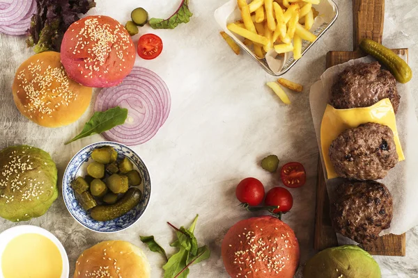 Ingredienti hamburger fatti in casa — Foto Stock