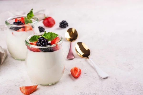 Greek yogurt with summer berries — Stock Photo, Image