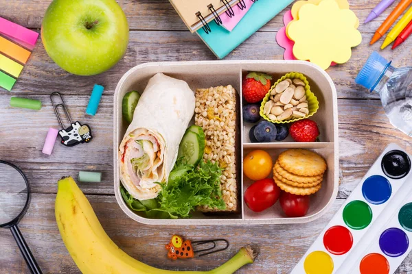 Scatola sana pranzo scuola — Foto Stock