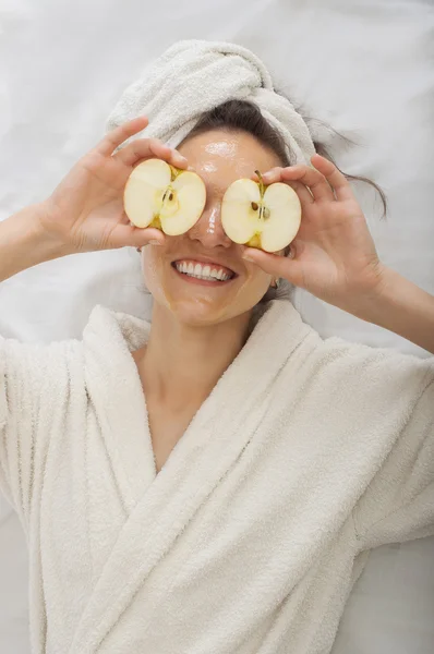 Spa Woman  with Facial honey Mask — Stok Foto