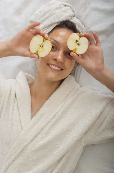Spa Woman  with Facial honey Mask — Stok Foto