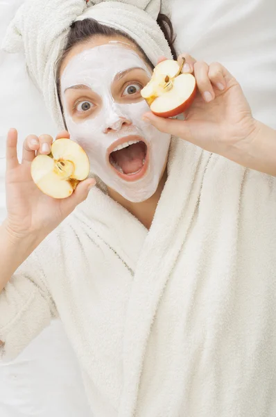 Spa Woman with Facial krem Mask — Stock Photo, Image