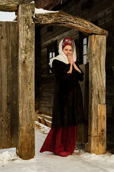 Girl in Russian fashion style — Stock Image Girl in Russian fashion style Royalty Free Stock Photos