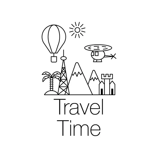 Diseño de línea plana concepto de imagen gráfica, diseño de elementos del sitio web de Time to Travel . — Vector de stock