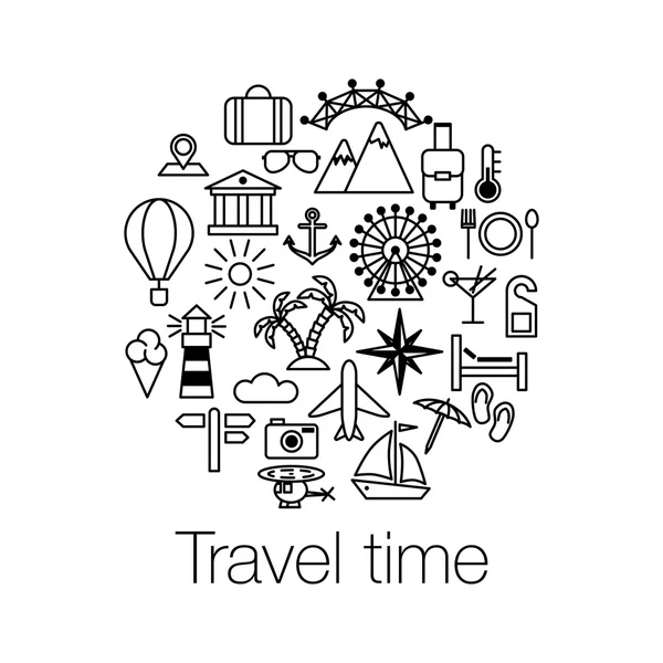 Lapos vonalas design grafikai koncepció, weboldal elemek elrendezése time to Travel. — Stock Vector