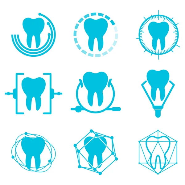 Ensemble de modèles de logos dentaires vectoriels. Signes abstraits de dents vectorielles. stomatologie abstraite signes vectoriels . — Image vectorielle