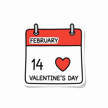 14 Şubat 'ta, Sevgililer Günü kutlamaları ve romantizm planlamasını temsil eden bir kalp ikonuyla el yapımı karikatür takvimi çıkartması..