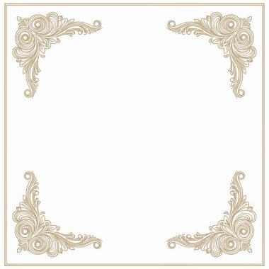 Temiz beyaz arkaplan üzerinde zarif altın barok çerçeve tasarım unsuru, davetiyeler, sertifikalar, diplomalar veya lüks markalar için mükemmel.