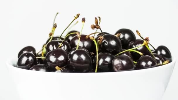 Fresh, ripe, juicy cherries rotate clockwise — Stock Video