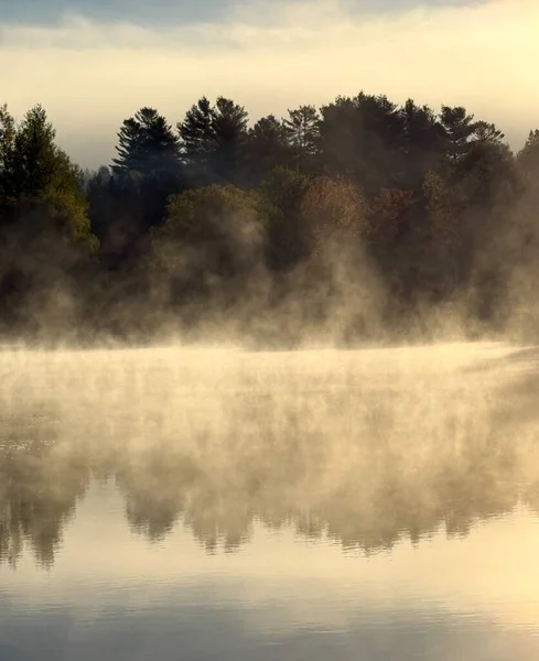 Misty Lake at Sunrise with Morning Fog and Calm Water. A serene view of a misty lake at sunrise, with soft morning fog drifting over still water. The golden light gently touches the surface, creating a calm and dreamy atmosphere that evokes peace.