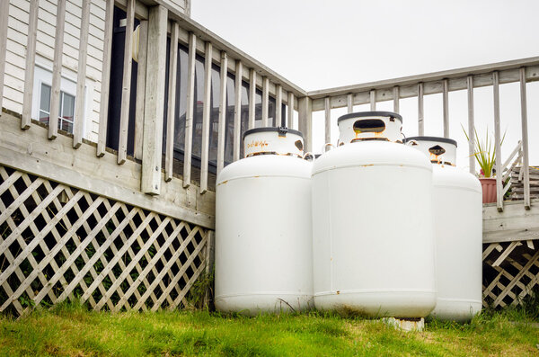 Propane Cylinders in a House Garden