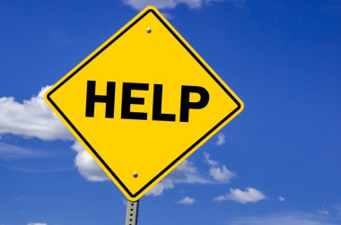 Kavramsal işareti yardım ve sky gökyüzü temizleyin