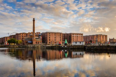 Old Warehouses in Liverpool and Cloudy Sky clipart