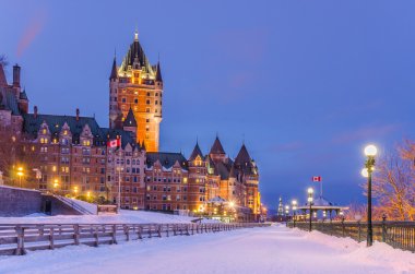 Historic Chateau Frontenac in Quebec City at Night clipart