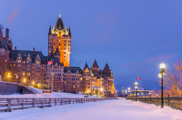 Historic Chateau Frontenac in Quebec City at Night