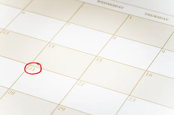 Primo piano di una pagina del calendario — Foto Stock