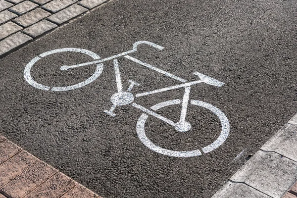 Bicicleta Pintada Superficie Lago Para Bicicletas Centro Ciudad Reikiavik Islandia — Foto de Stock