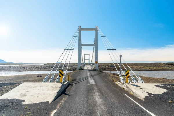 View One Lane Supension Bridge Road Remote Location Northern Iceland — Φωτογραφία Αρχείου