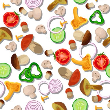 Taze sebze ve hafif bir gölge ile yabani mantar ile Seamless Modeli