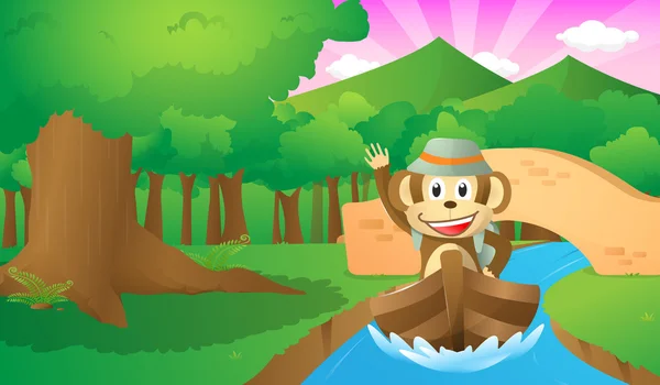Explorer majom az erdő — Stock Vector