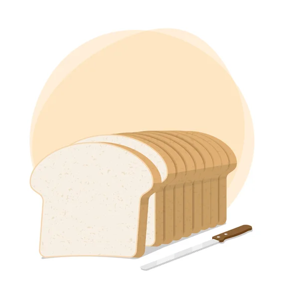 Pan de pan y cuchillo de pan — Vector de stock