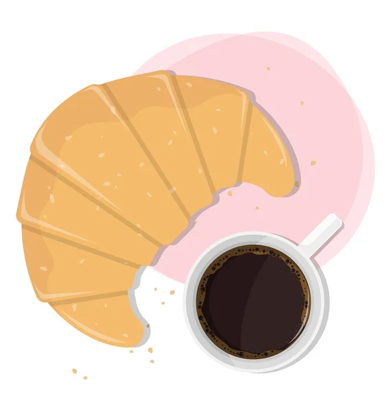 Croissant et une tasse de café — Image vectorielle